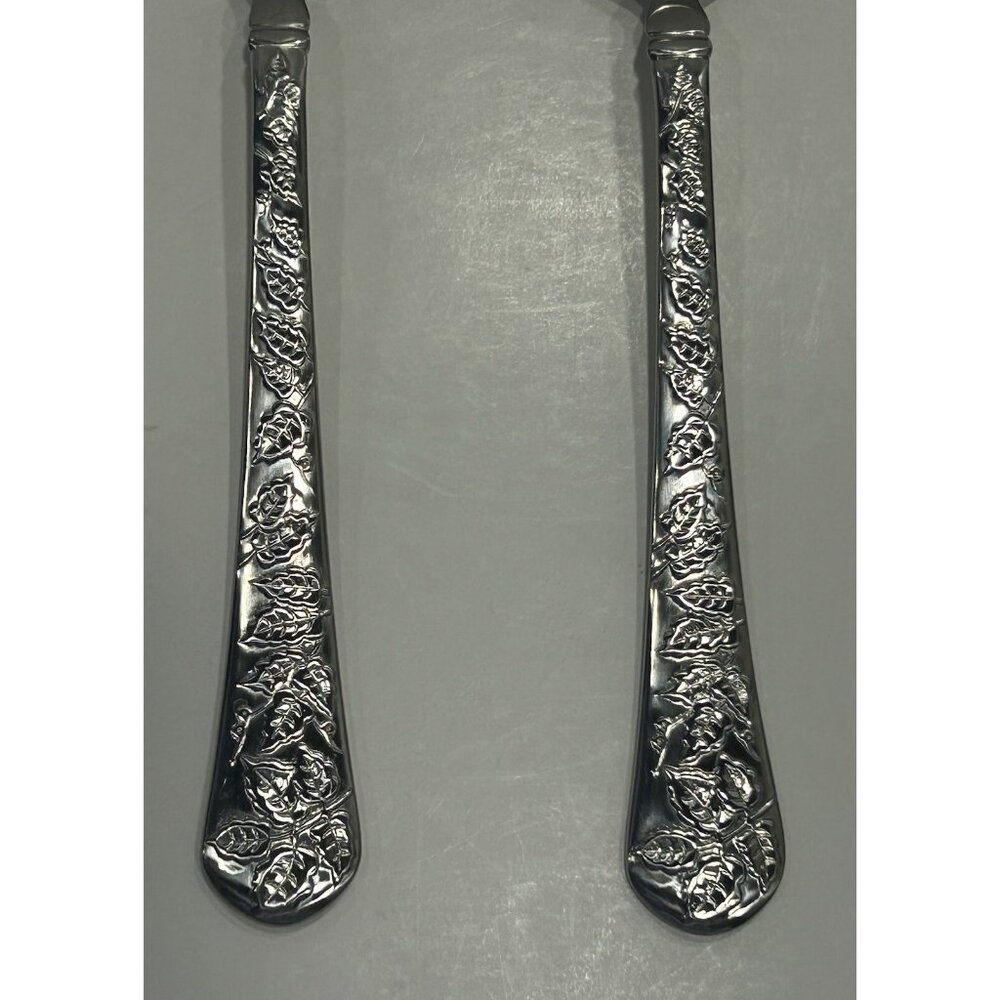 Yamazaki Gear TAPESTRY BOUQUET Serving Spoon and Fork Set Preowned Nice! - Picture 2 of 11